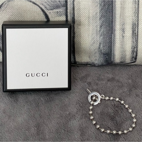 💥COA⭐️GUCCI 925 Silver T-bar Ball-chain toggle bracelet💥w/box💥💯Authentic - Picture 2 of 5